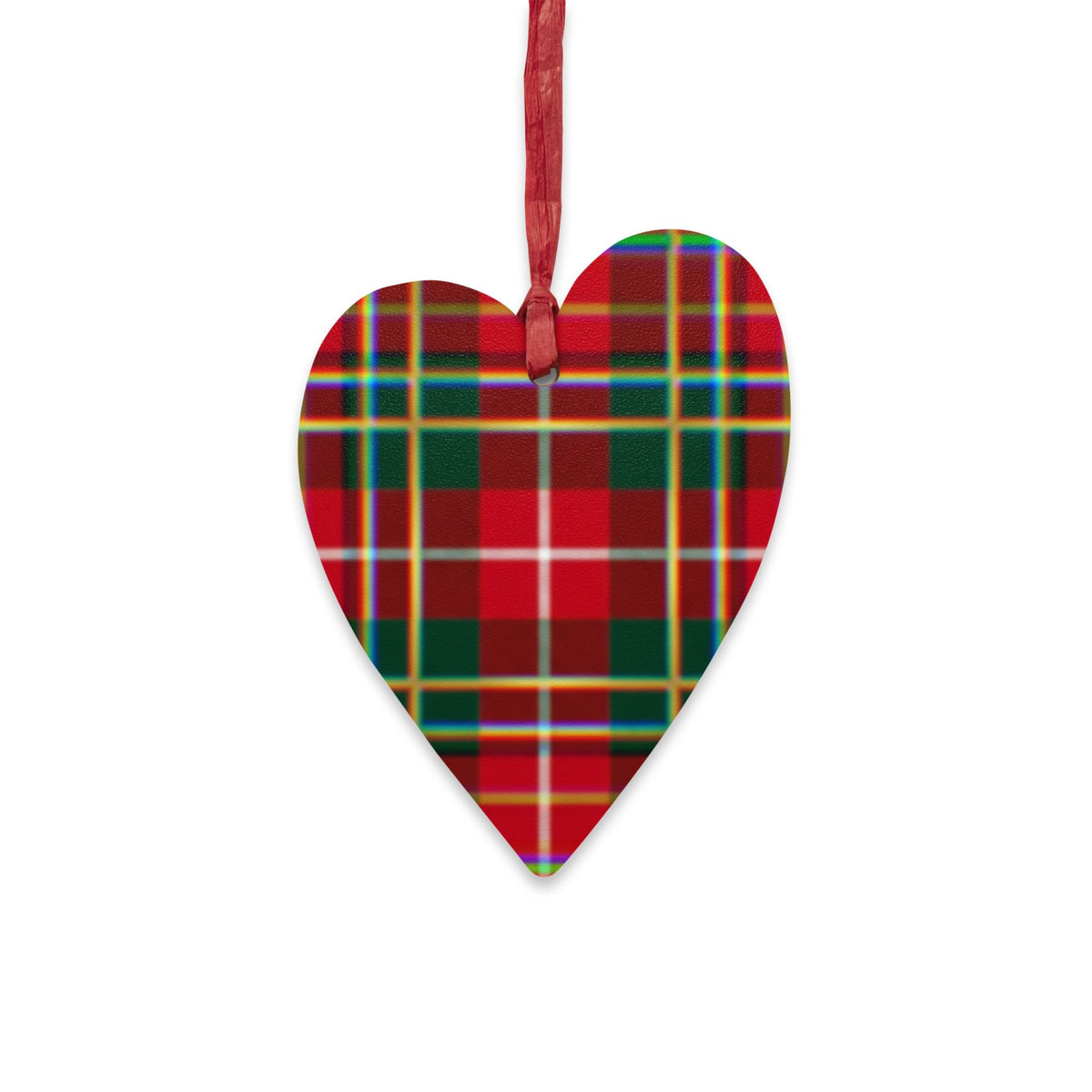 Plaid Bell Wooden Ornament — Classic Red & Green Christmas Decoration