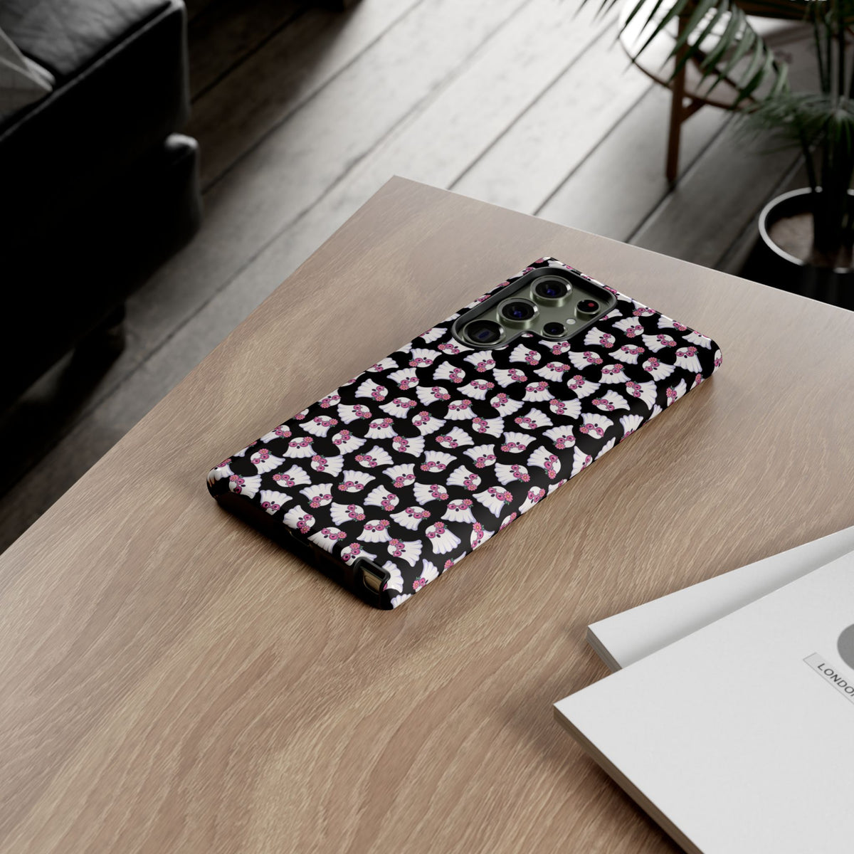 Tough Cases - Cute Pink Ghost Pattern Phone Case