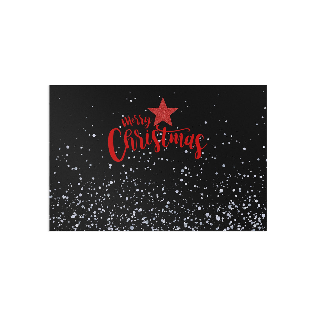 Christmas Star Fine Art Postcard — 'Merry Christmas' Snowfall Greeting Card