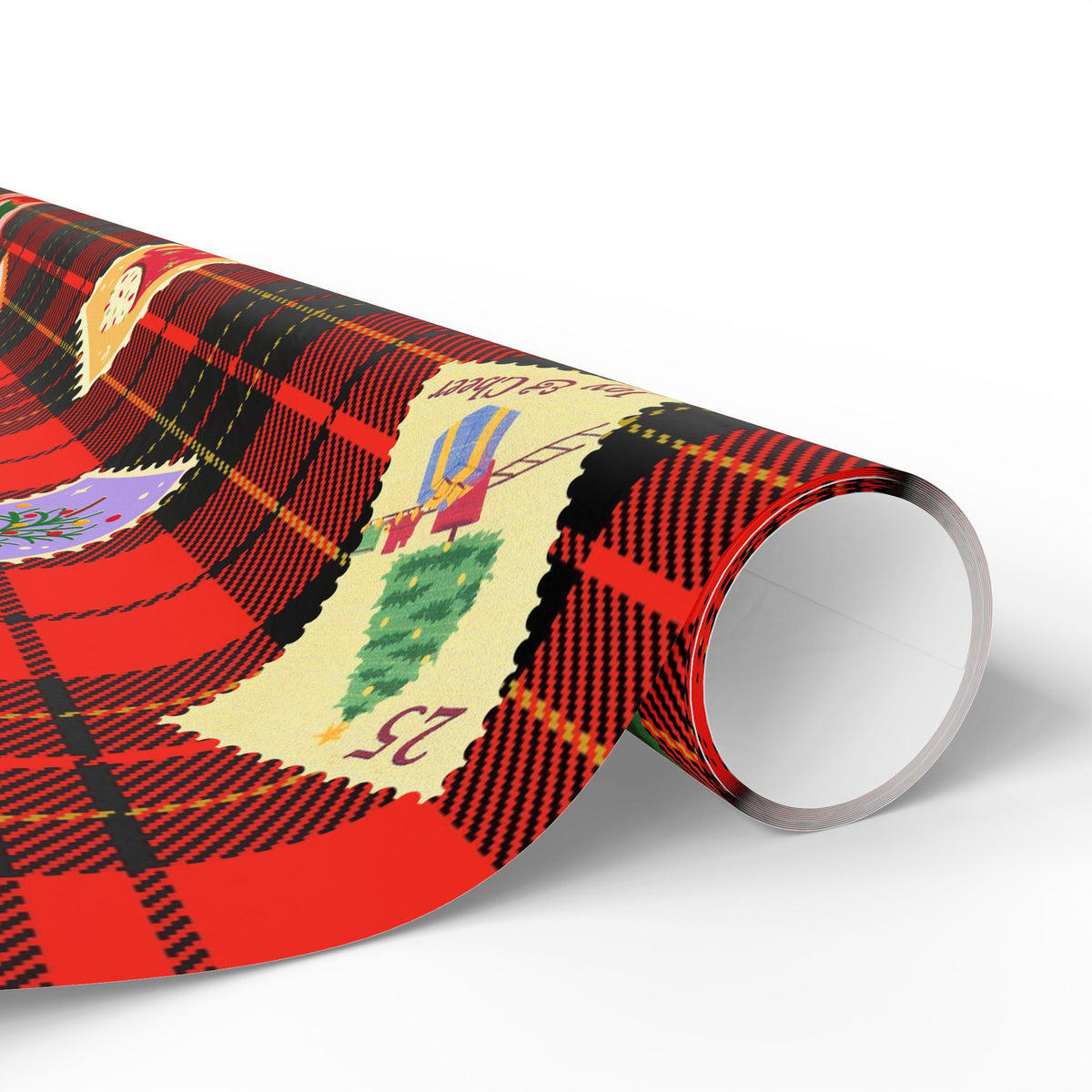 Christmas Plaid Wrapping Paper Roll – Festive Stocking & Gift Pattern
