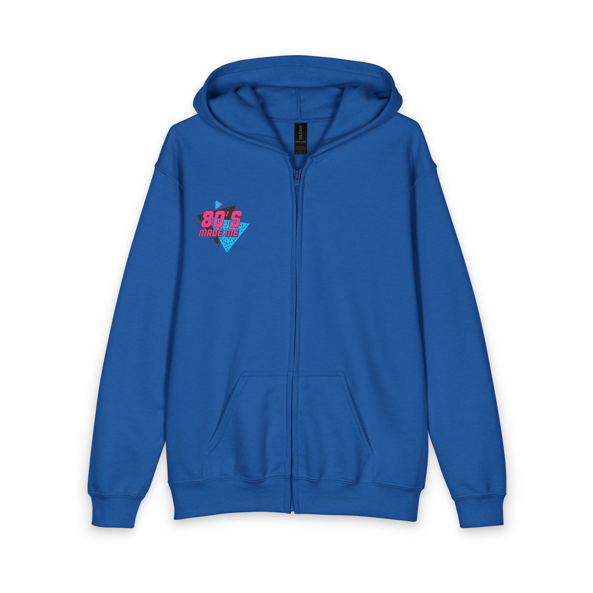 Youth Zip Hoodie — 80s Retro Neon Heart "80's Made Me" Design
