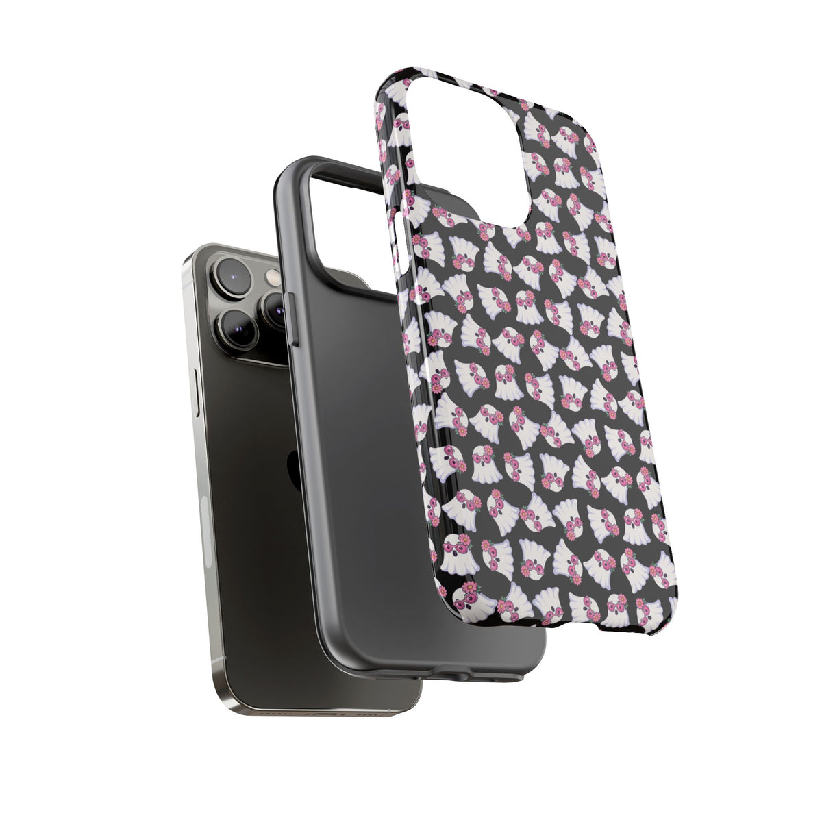 Tough Cases - Cute Pink Ghost Pattern Phone Case
