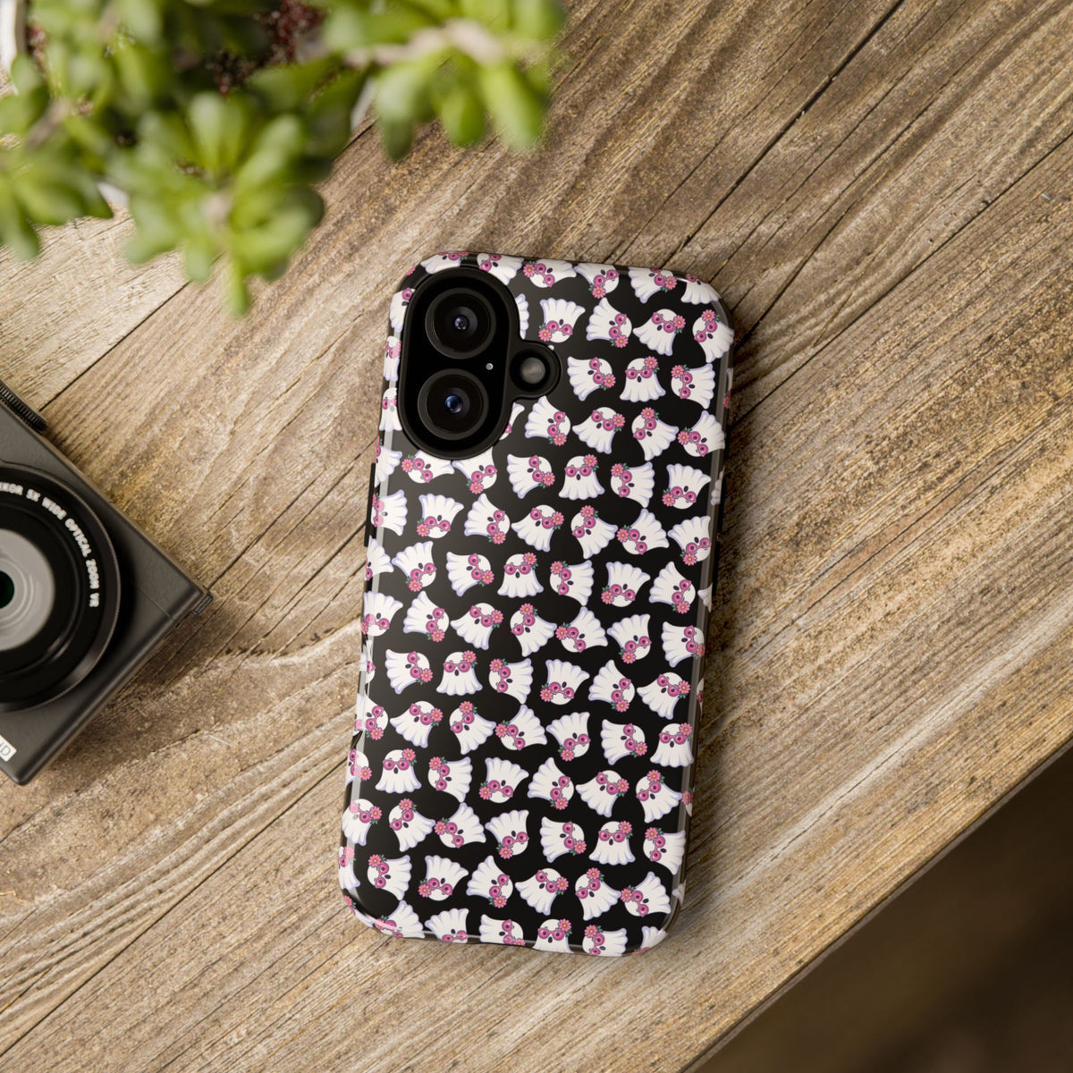 Tough Cases - Cute Pink Ghost Pattern Phone Case