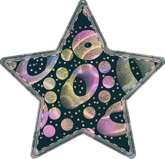 Galactic Polka Dot Wooden Ampersand & Star — Free‑Standing Decorative Accents