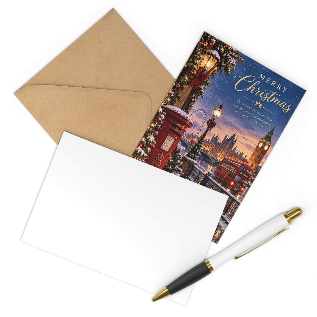 Christmas London Postcard Set — 7 Festive Holiday Cards (Merry Christmas)