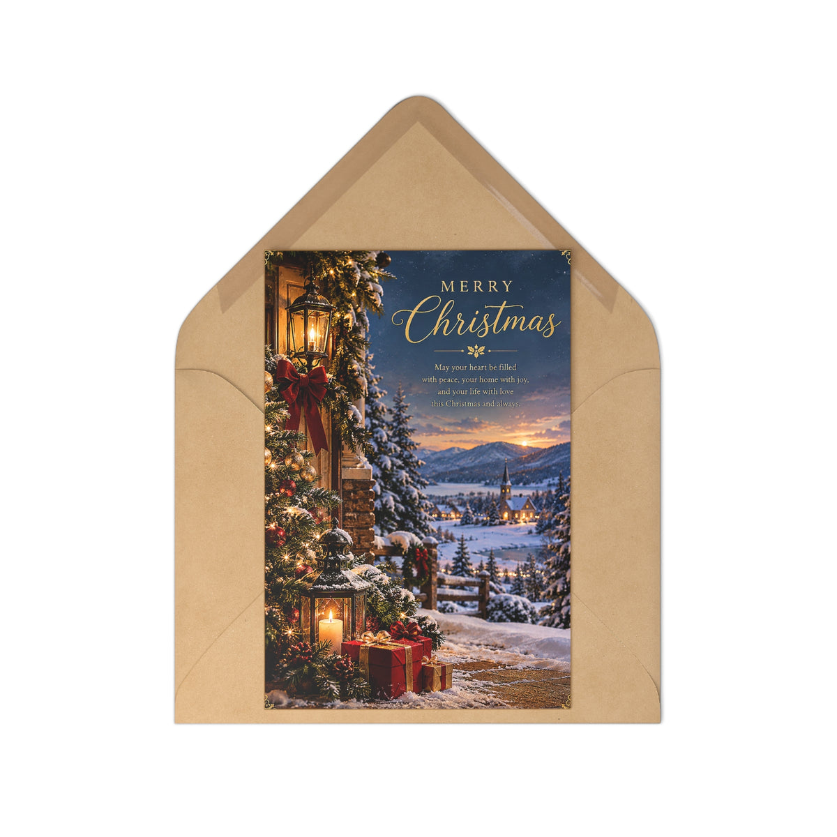 Christmas Postcards (7-Pack) — Merry Christmas Scenic Winter Village Cards