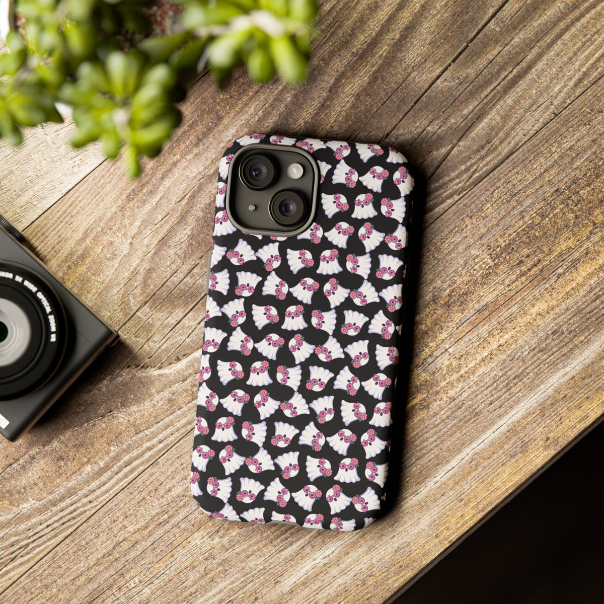 Tough Cases - Cute Pink Ghost Pattern Phone Case