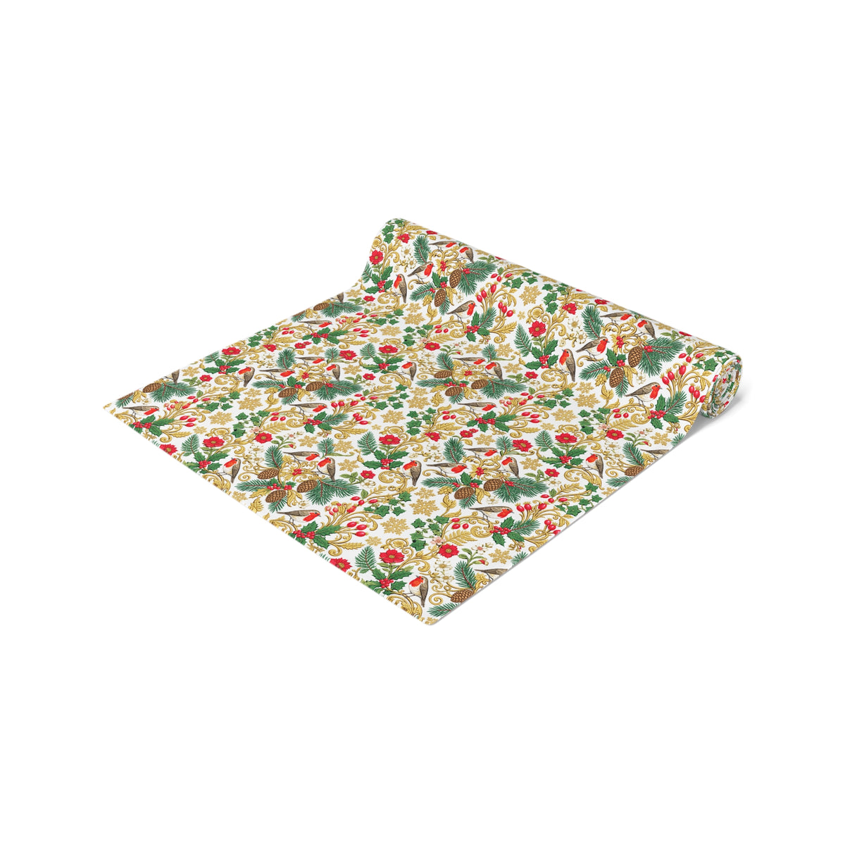 Vintage Botanical Table Runner — Floral Holiday Dinner Accent