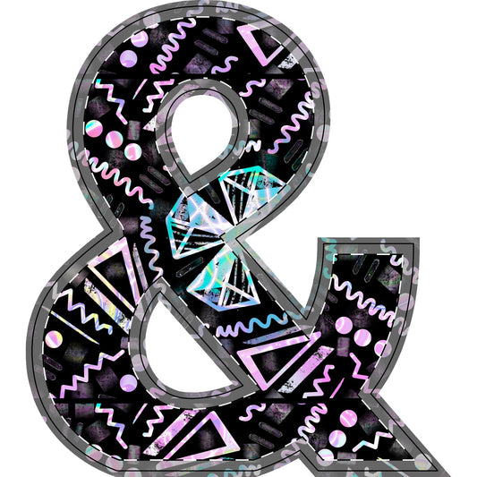 Holographic Neon Shapes Wooden Accent — Ampersand & Star Free-Standing Decor