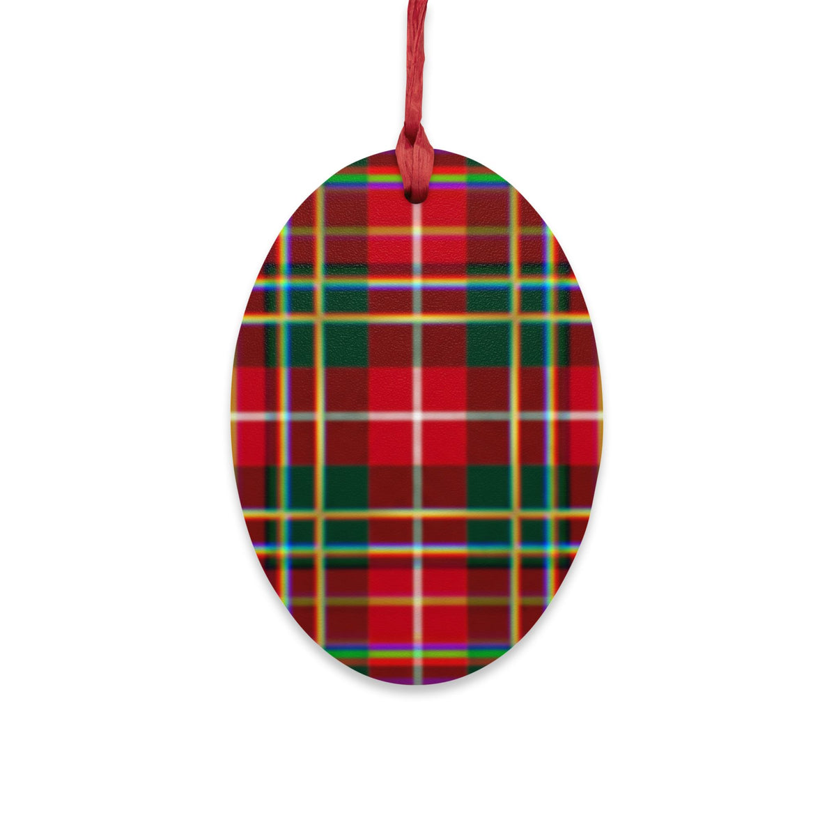 Plaid Bell Wooden Ornament — Classic Red & Green Christmas Decoration