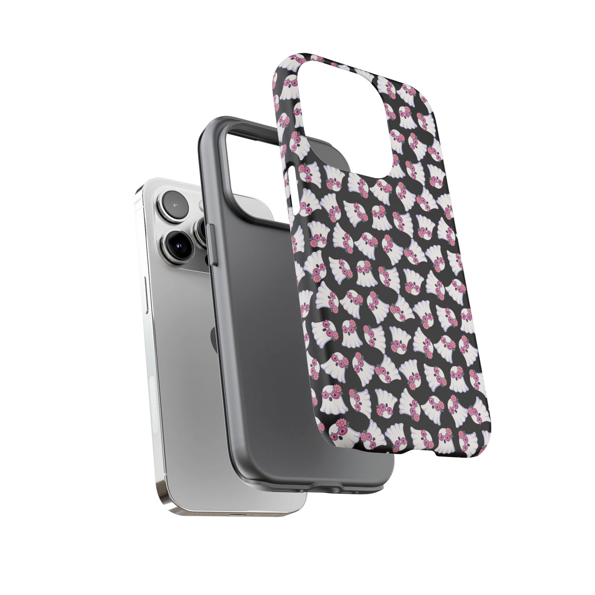 Tough Cases - Cute Pink Ghost Pattern Phone Case