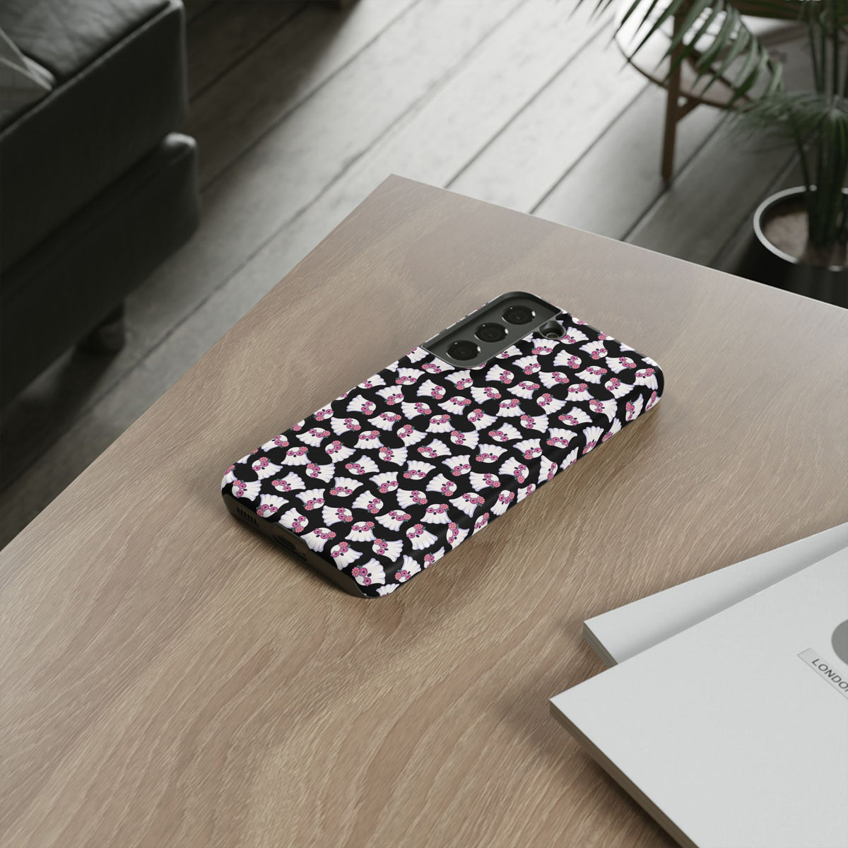Tough Cases - Cute Pink Ghost Pattern Phone Case