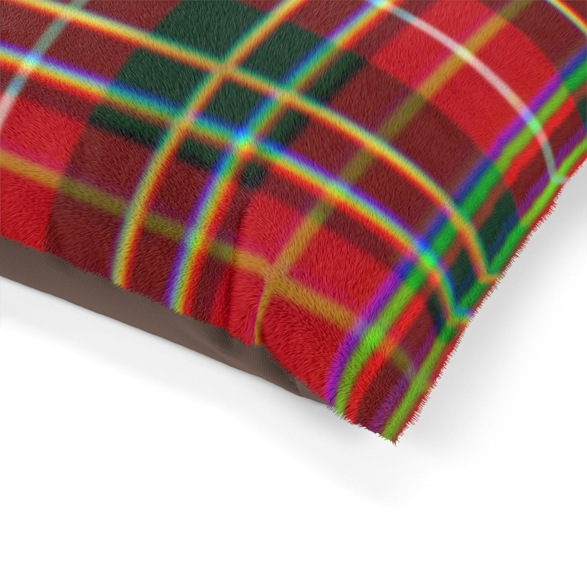 Plaid Holiday Pet Bed — Cozy Red & Green Plaid Dog/Cat Cushion
