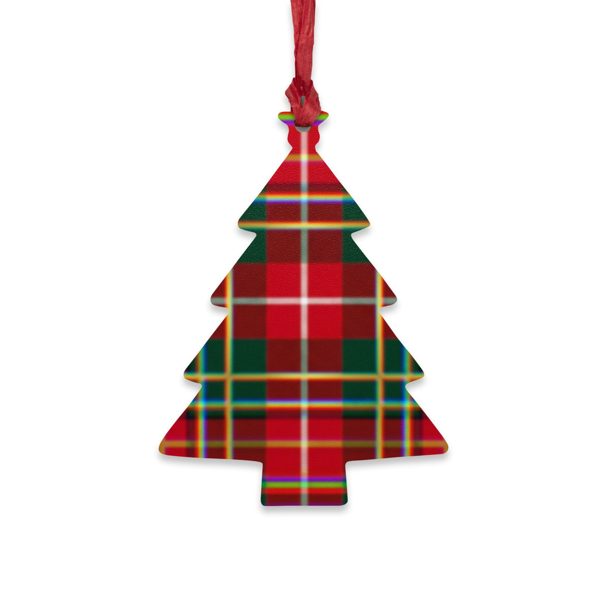 Plaid Bell Wooden Ornament — Classic Red & Green Christmas Decoration