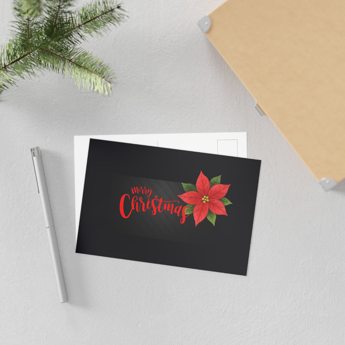 Christmas Poinsettia Postcards — Merry Christmas Fine Art Holiday Cards