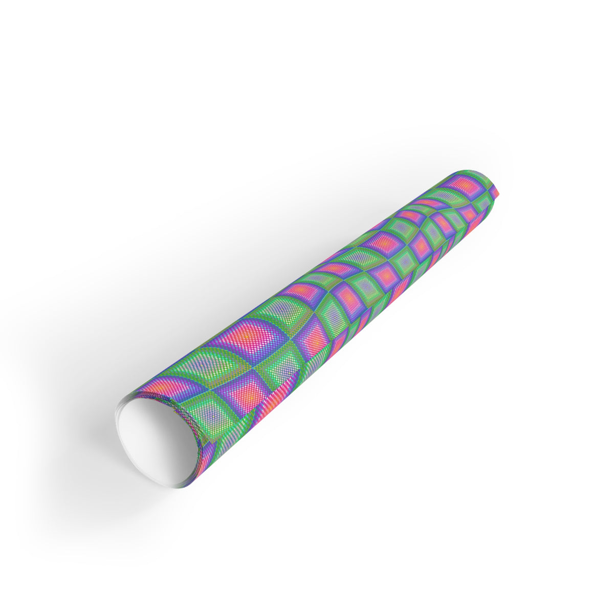 Christmas Op-art  Psychedelic Geometric Gift Wrap Roll — Vibrant Pink & Green Squares Checkered