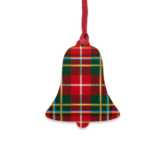 Plaid Bell Wooden Ornament — Classic Red & Green Christmas Decoration