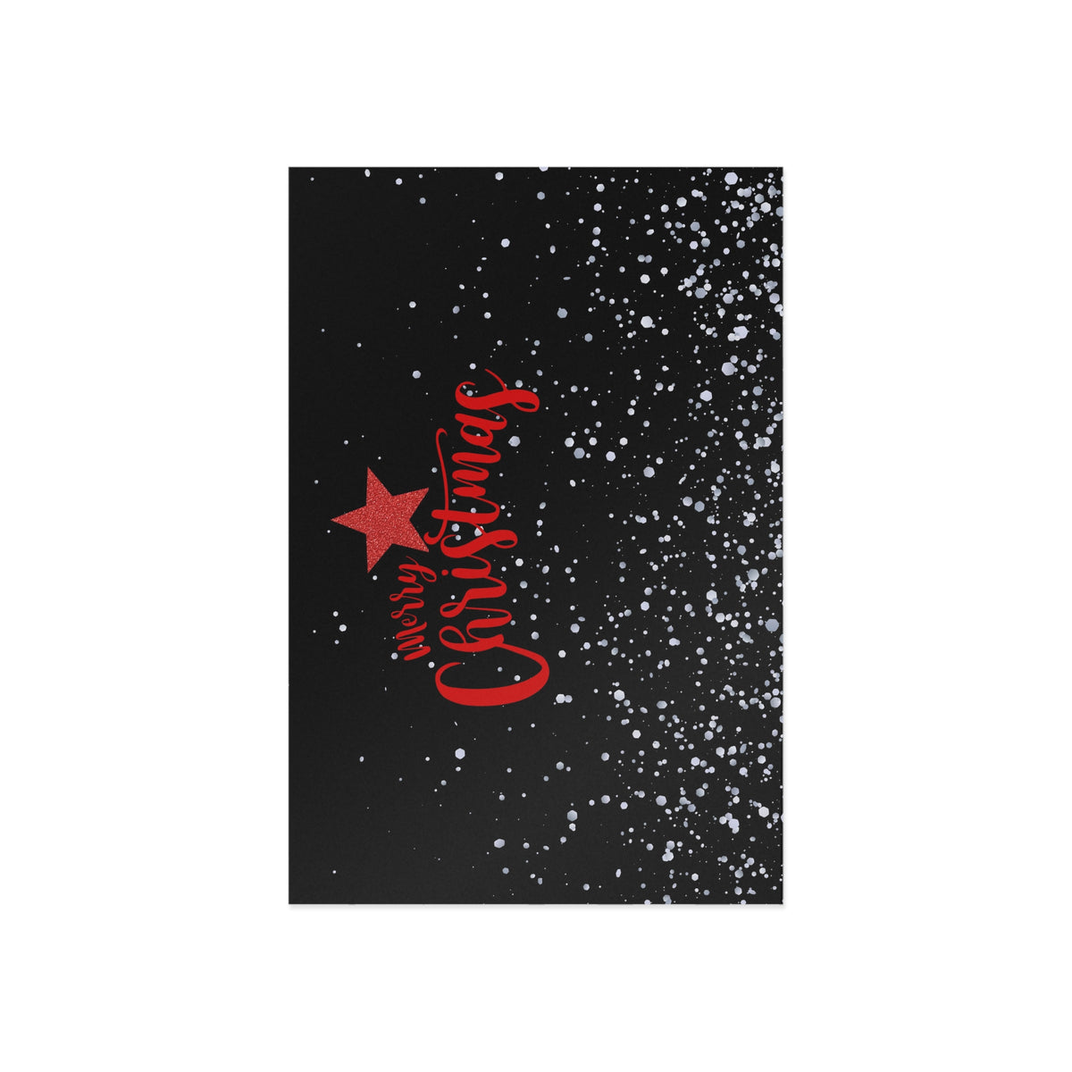 Christmas Star Fine Art Postcard — 'Merry Christmas' Snowfall Greeting Card