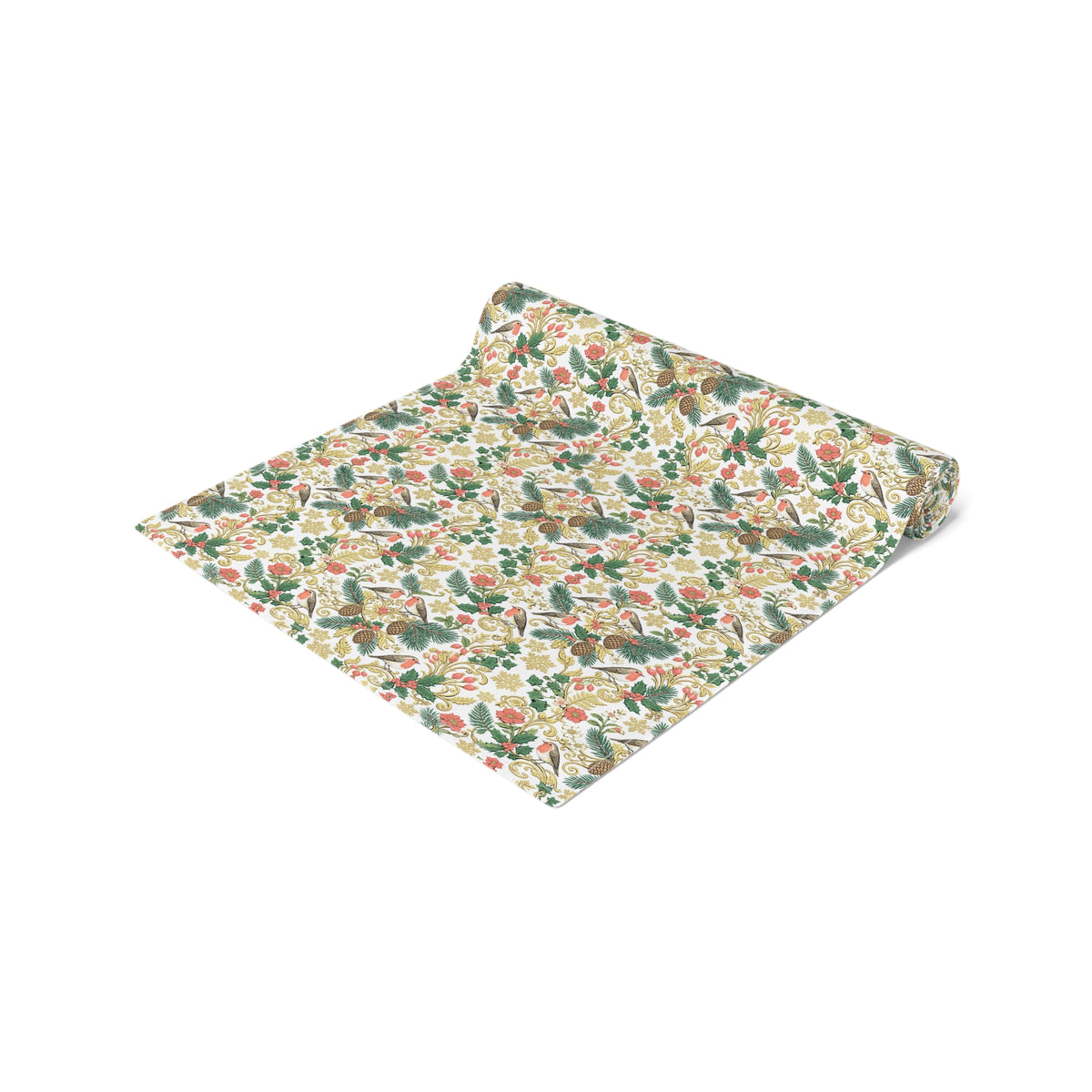 Vintage Botanical Table Runner — Floral Holiday Dinner Accent