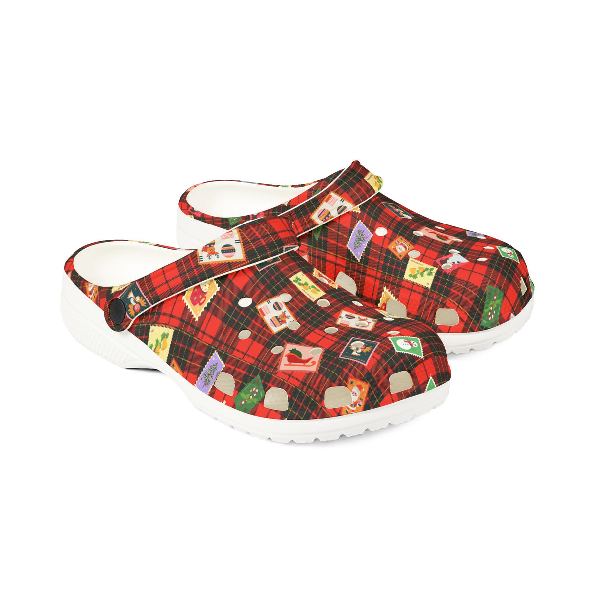 Holiday Plaid EVA Clog Shoes — Christmas Gift Pattern Slip-Ons