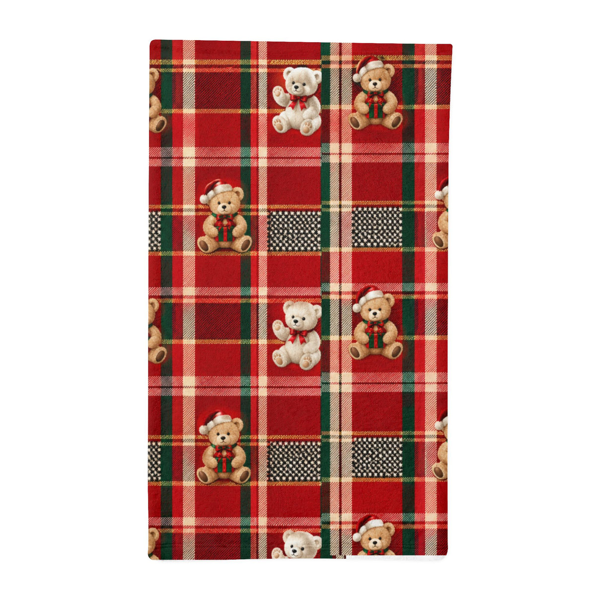 Teddy Plaid Minky Sleeping Bag – Cozy Red Bear Print for Kids & Holiday Sleepovers