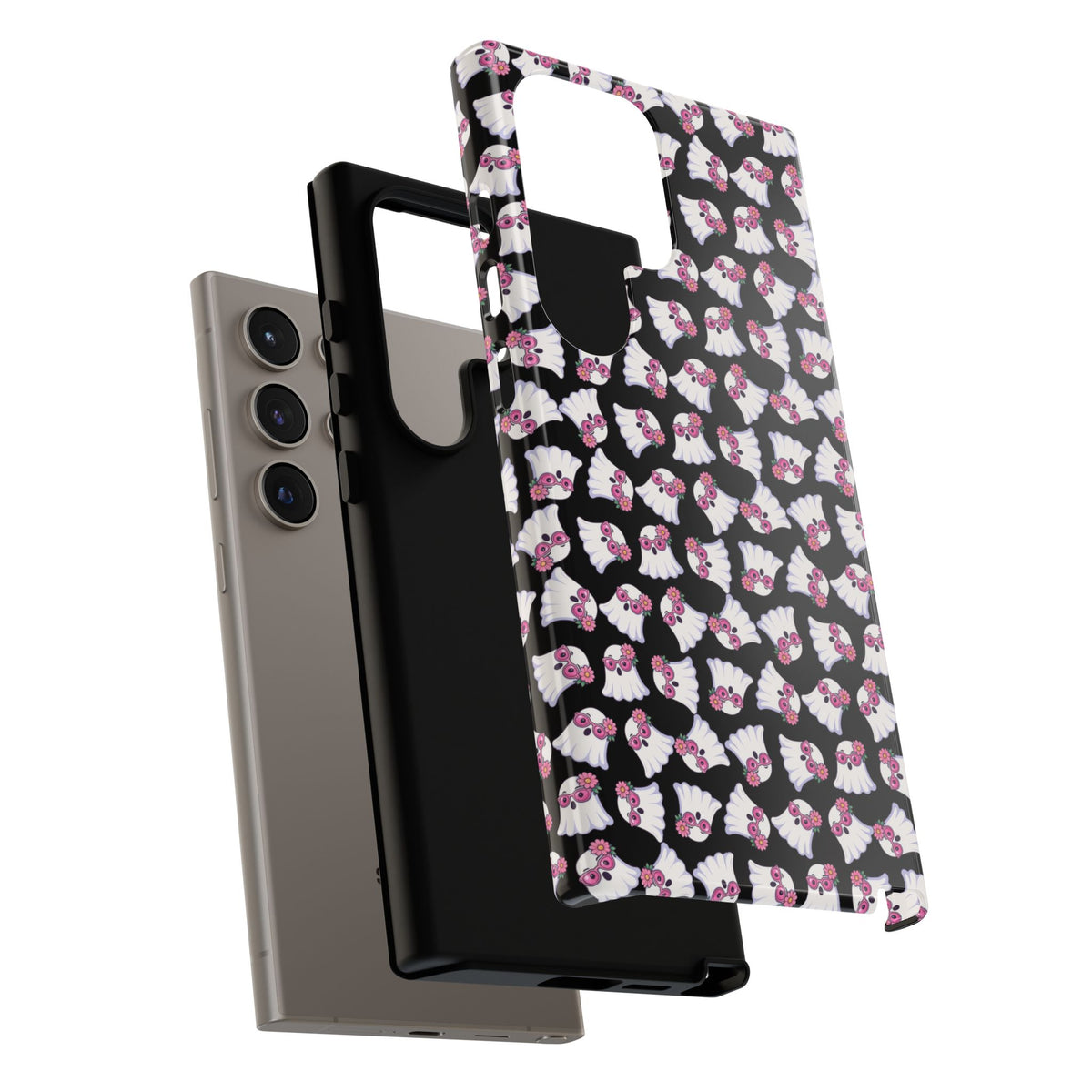 Tough Cases - Cute Pink Ghost Pattern Phone Case