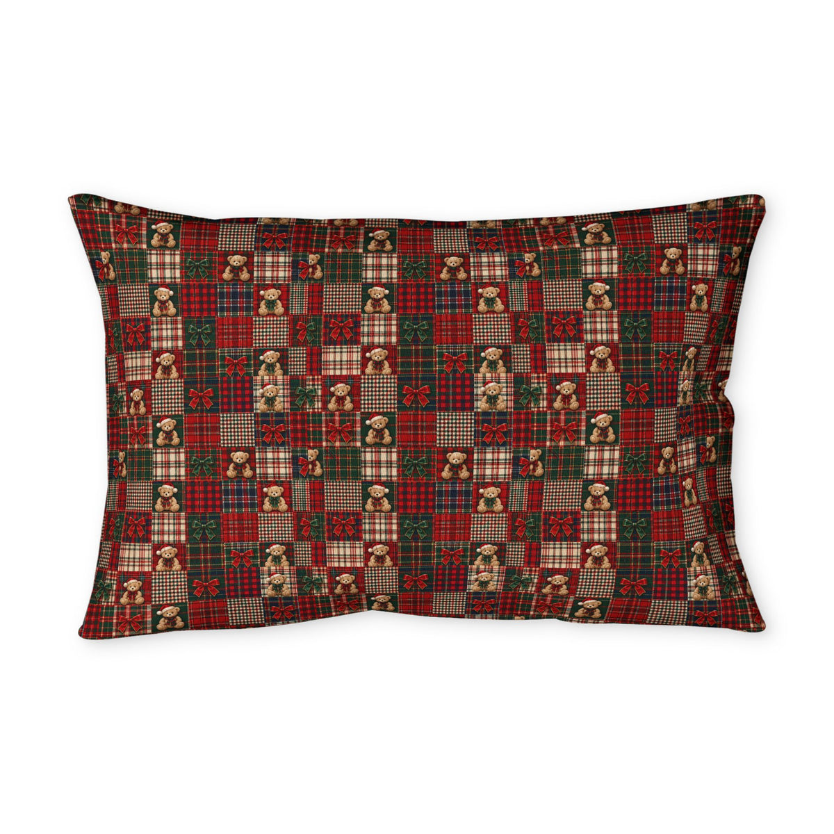 Plaid Nutcracker Throw Pillowcase — Holiday Patchwork Decorative Pillow Cover