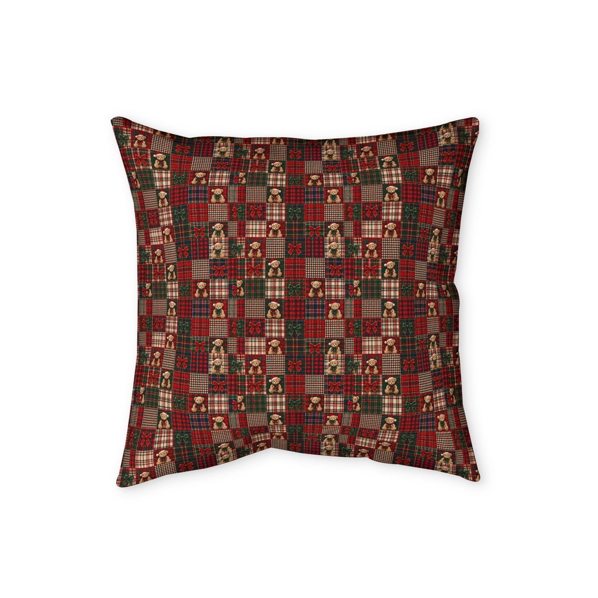 Plaid Nutcracker Throw Pillowcase — Holiday Patchwork Decorative Pillow Cover
