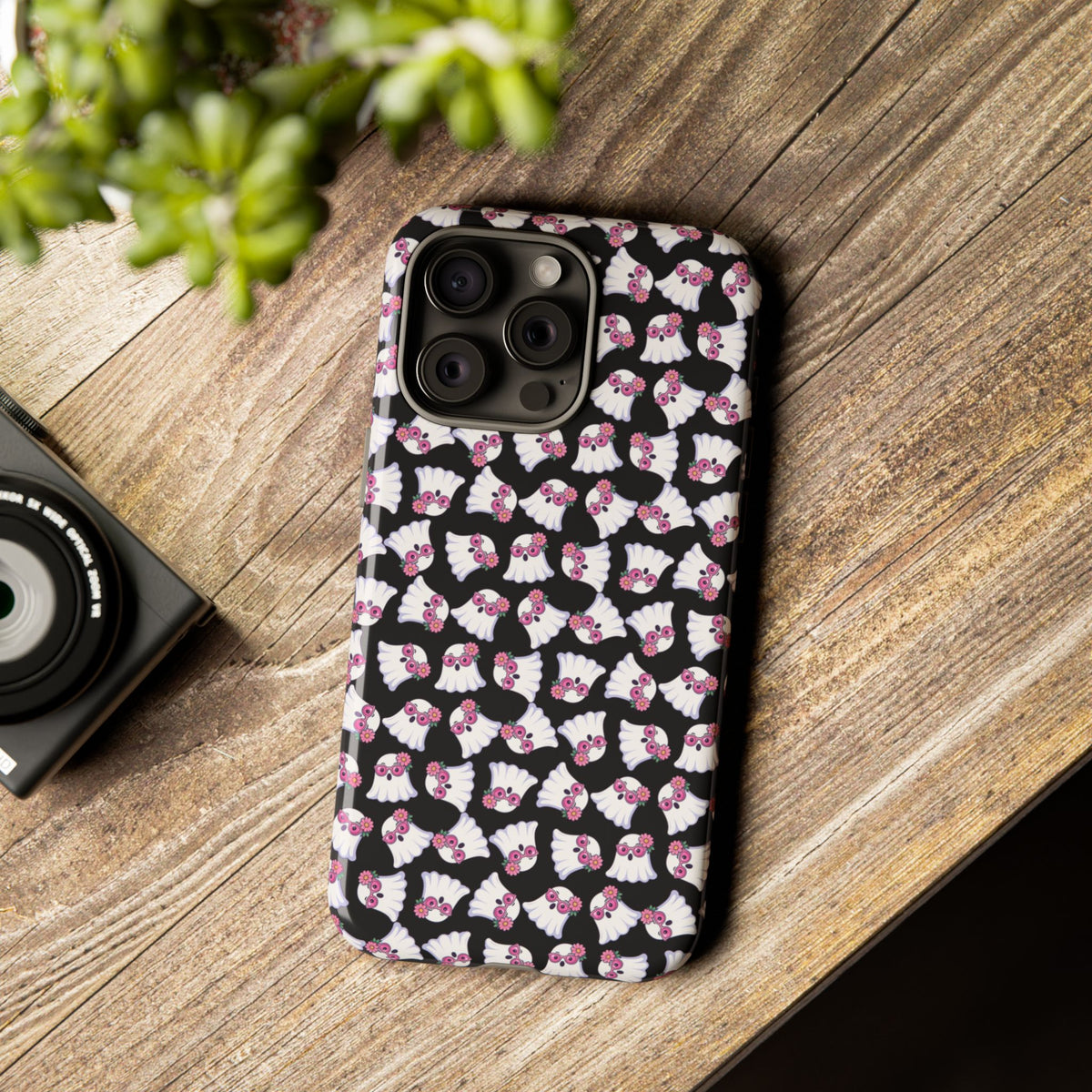 Tough Cases - Cute Pink Ghost Pattern Phone Case