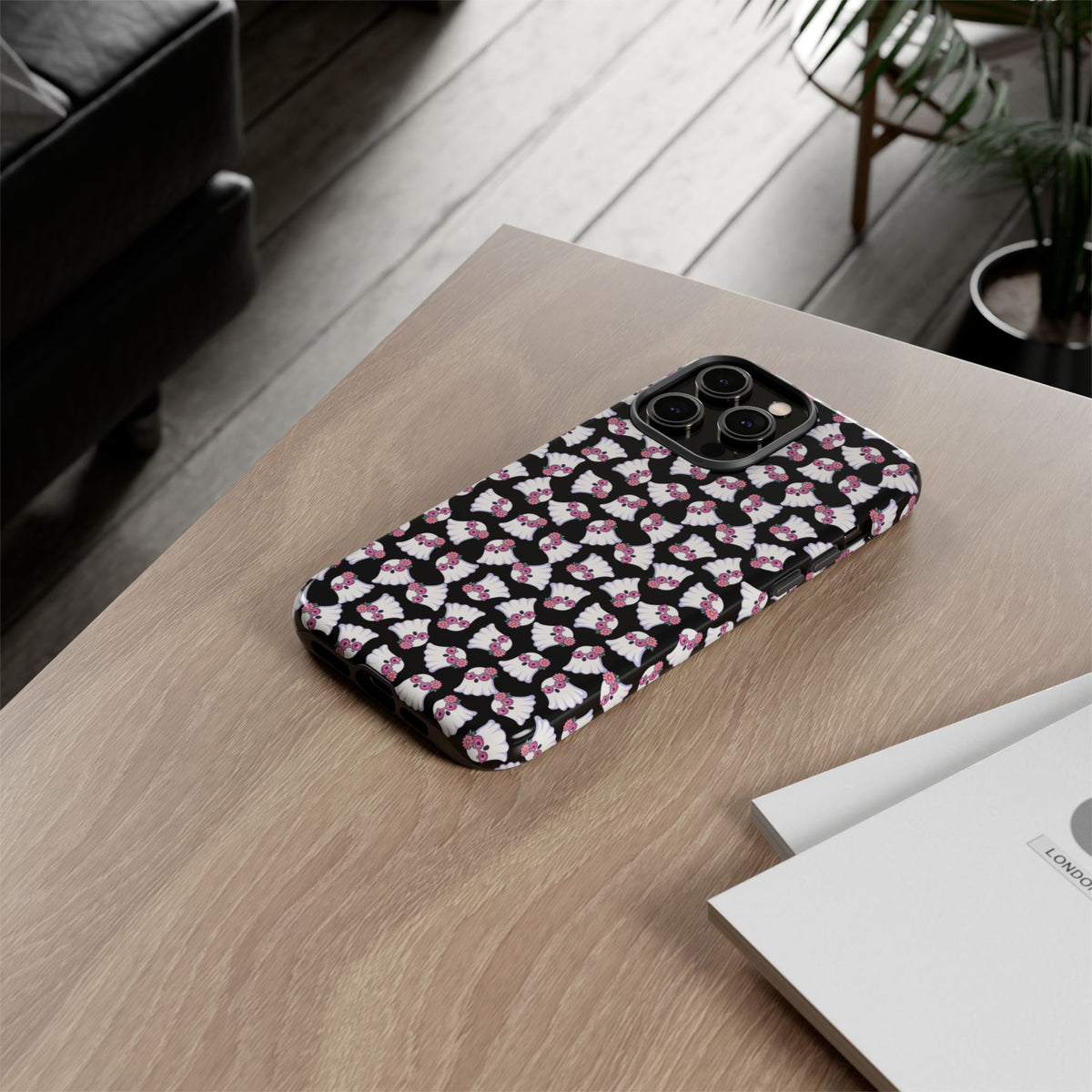 Tough Cases - Cute Pink Ghost Pattern Phone Case