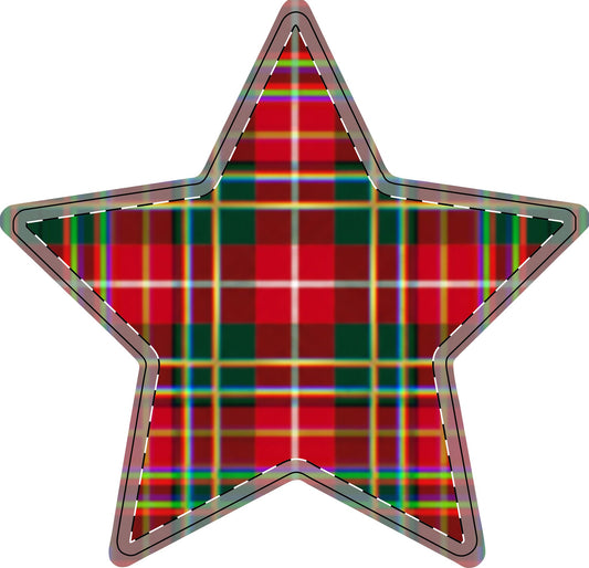 Plaid Holiday Star & Ampersand Wooden Decor — Free-Standing Christmas Mantel Accent