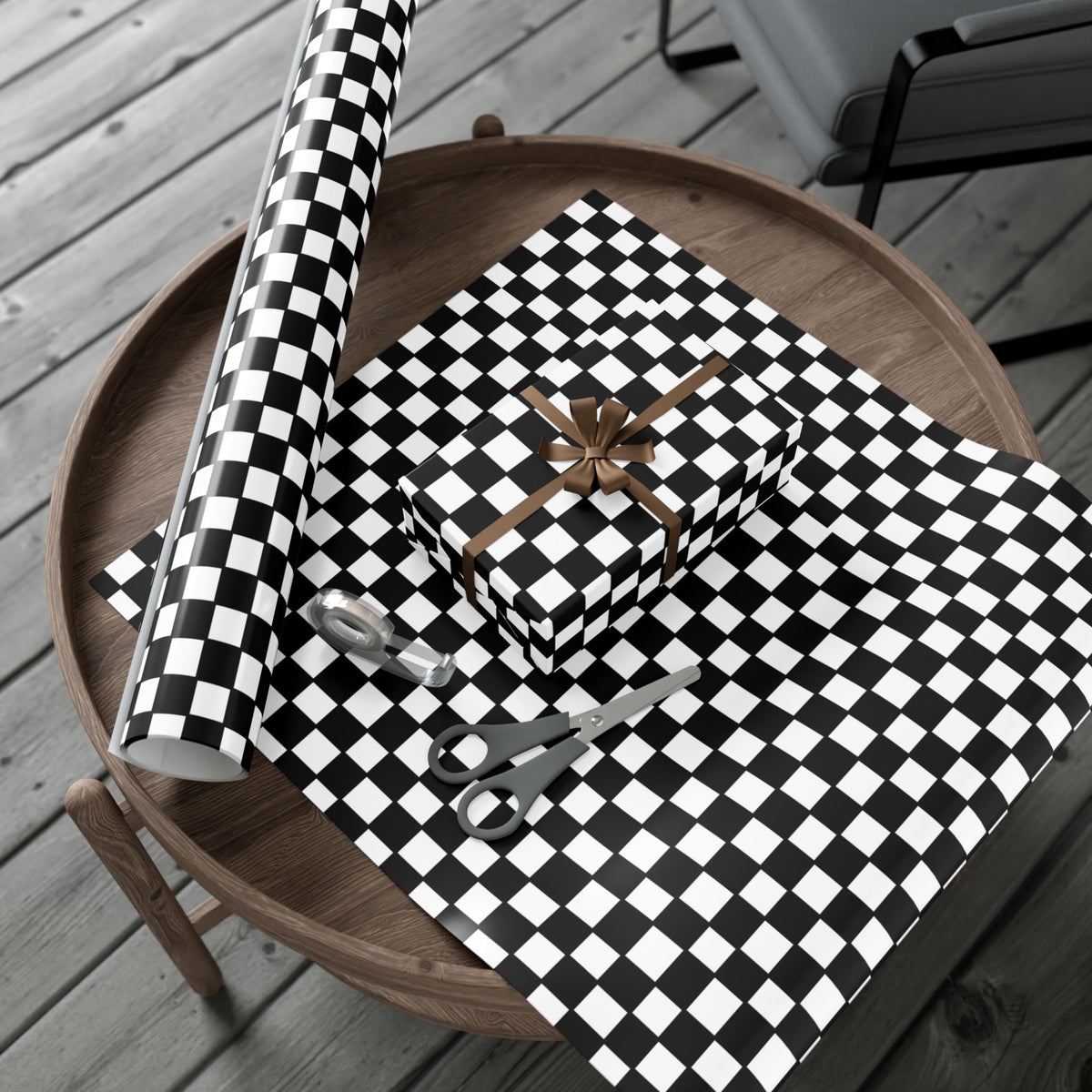 Perfect Christmas Checkerboard Black & White Gift Wrap Paper – Retro Racing Grid Wrapping Sheets