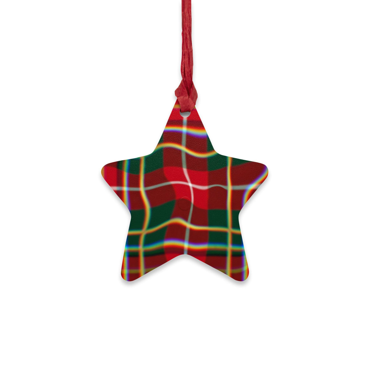 Plaid Bell Wooden Ornament — Classic Red & Green Christmas Decoration
