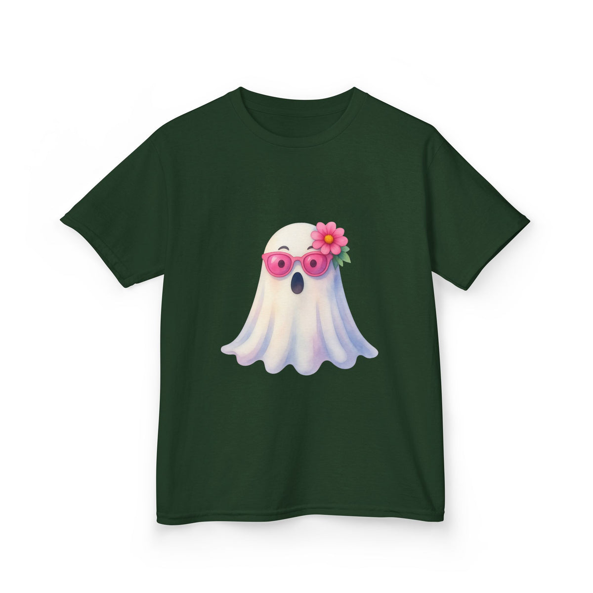 Kids Tee — Cute Watercolour Floral Ghost Graphic Shirt