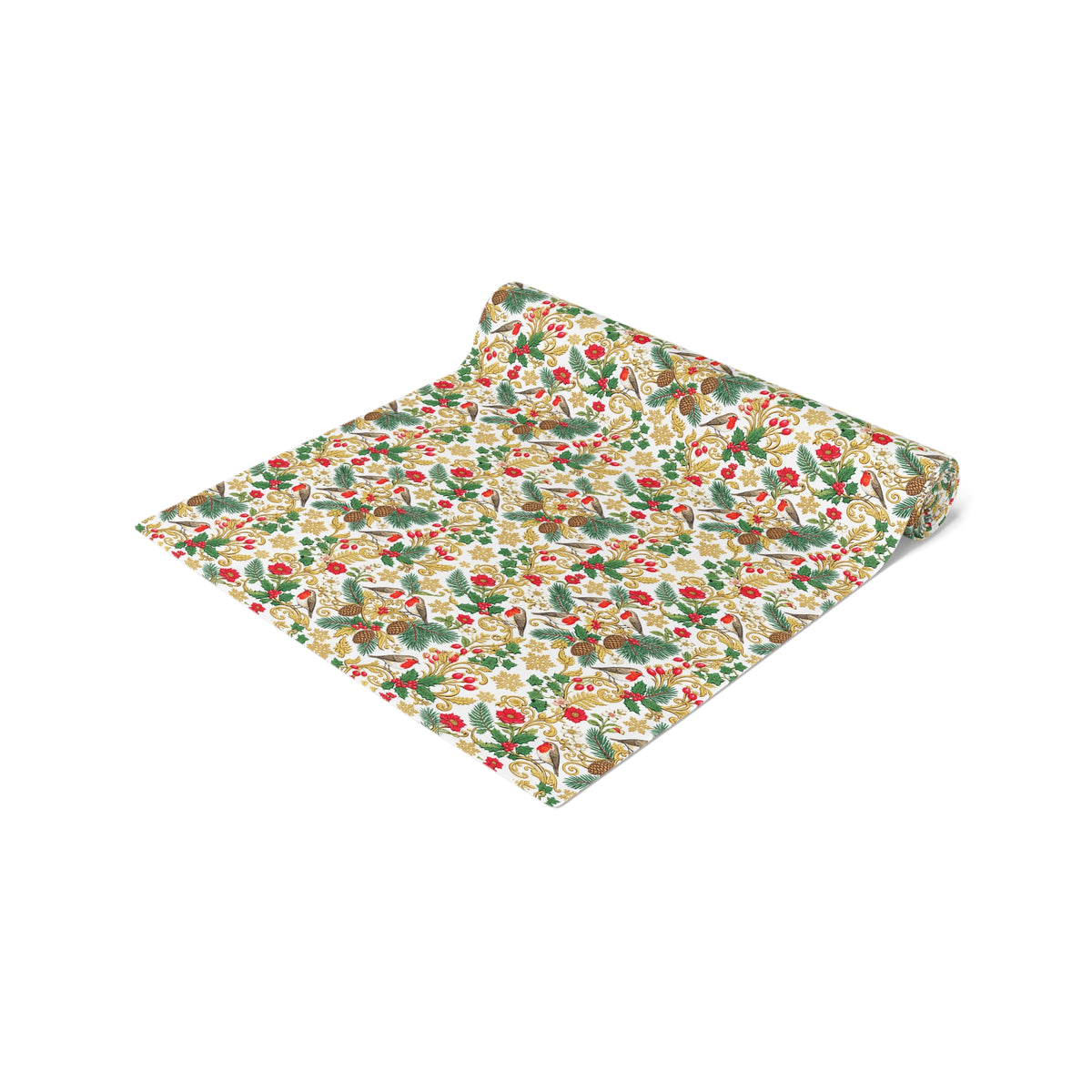 Vintage Botanical Table Runner — Floral Holiday Dinner Accent