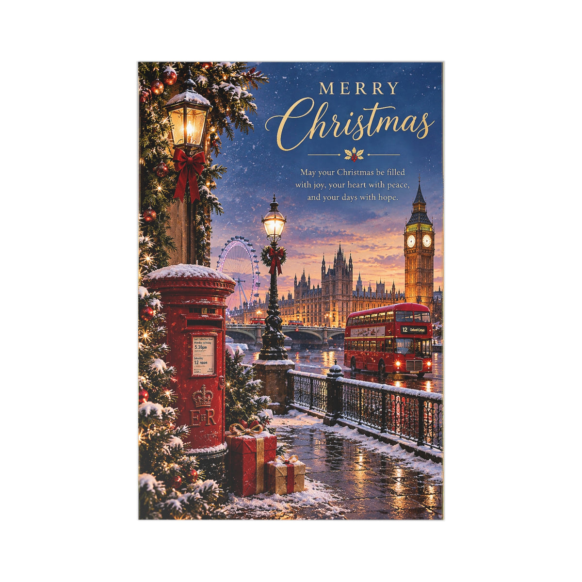 Christmas London Postcard Set — 7 Festive Holiday Cards (Merry Christmas)