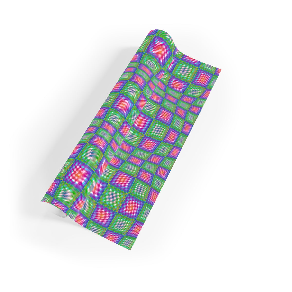 Christmas Op-art  Psychedelic Geometric Gift Wrap Roll — Vibrant Pink & Green Squares Checkered