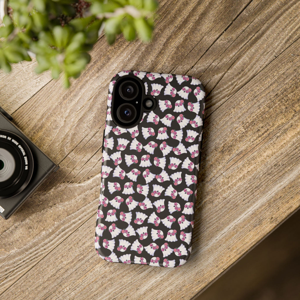 Tough Cases - Cute Pink Ghost Pattern Phone Case