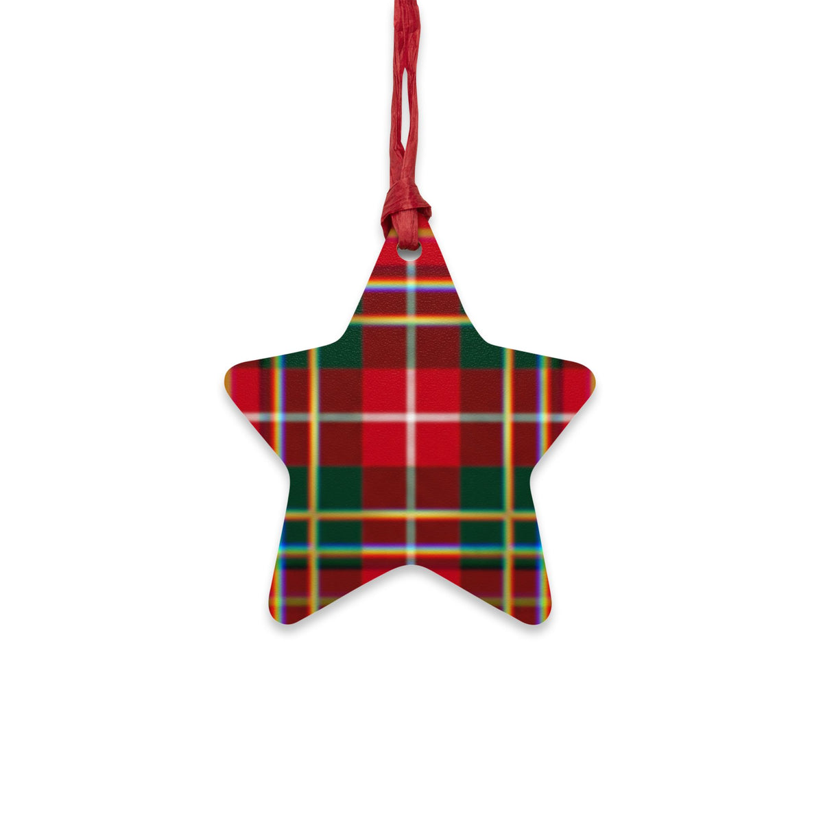 Plaid Bell Wooden Ornament — Classic Red & Green Christmas Decoration