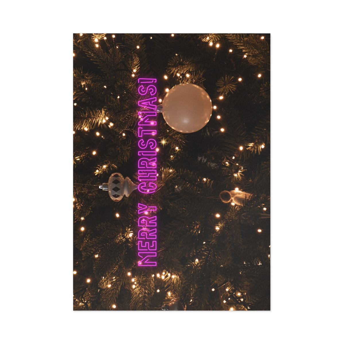 Christmas Tree Postcards — 'Merry Christmas!' Neon Ornament Fine Art Card