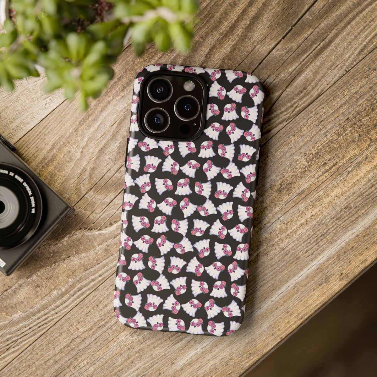 Tough Cases - Cute Pink Ghost Pattern Phone Case