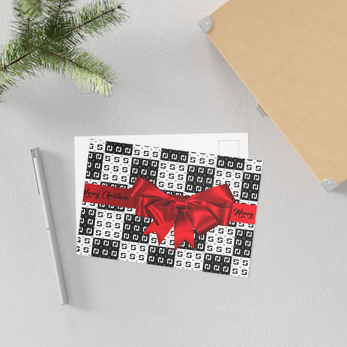 Christmas Red Bow Postcard