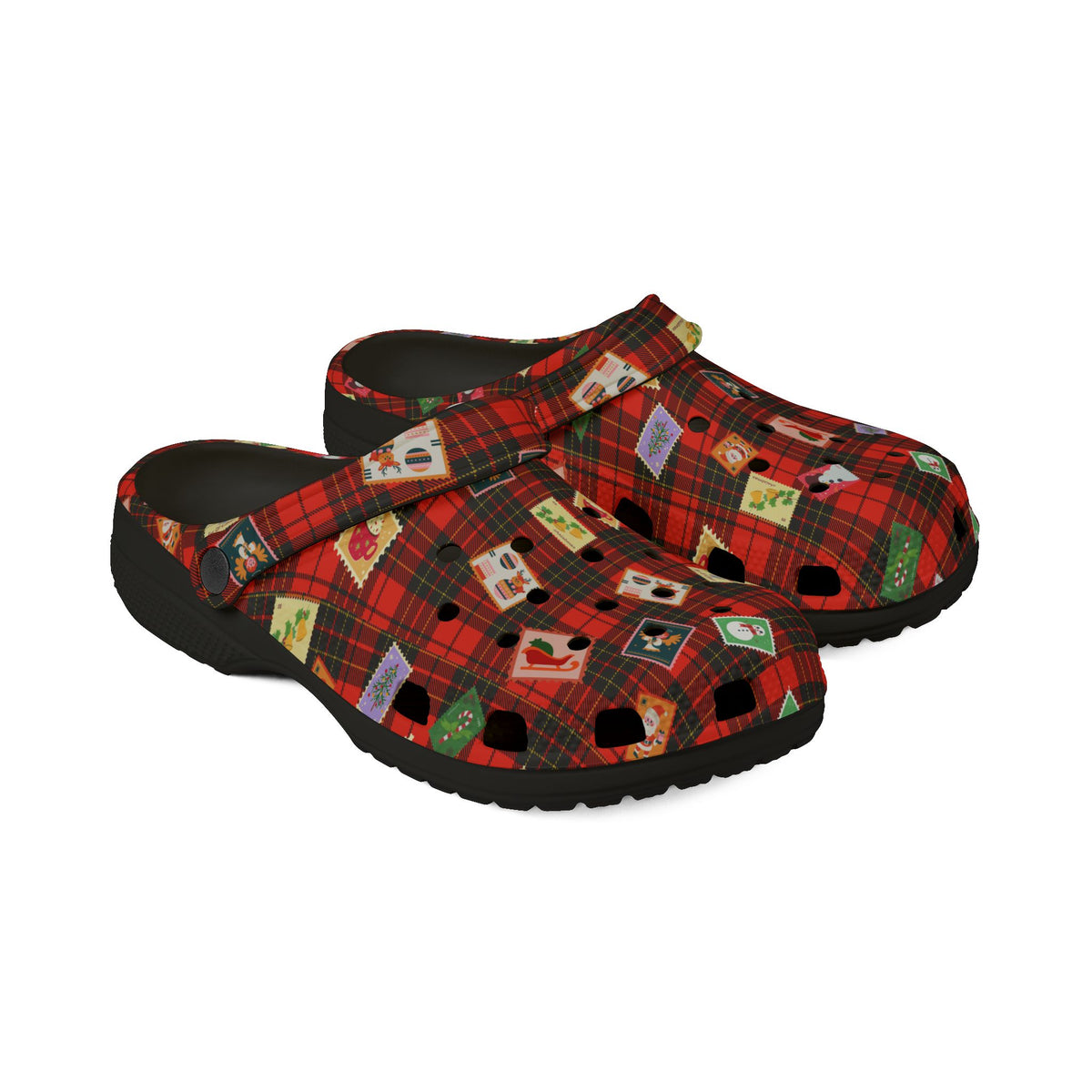 Holiday Plaid EVA Clog Shoes — Christmas Gift Pattern Slip-Ons