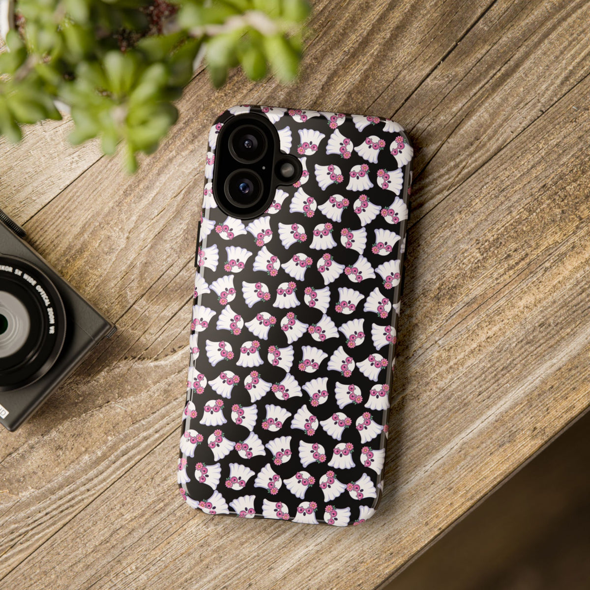 Tough Cases - Cute Pink Ghost Pattern Phone Case