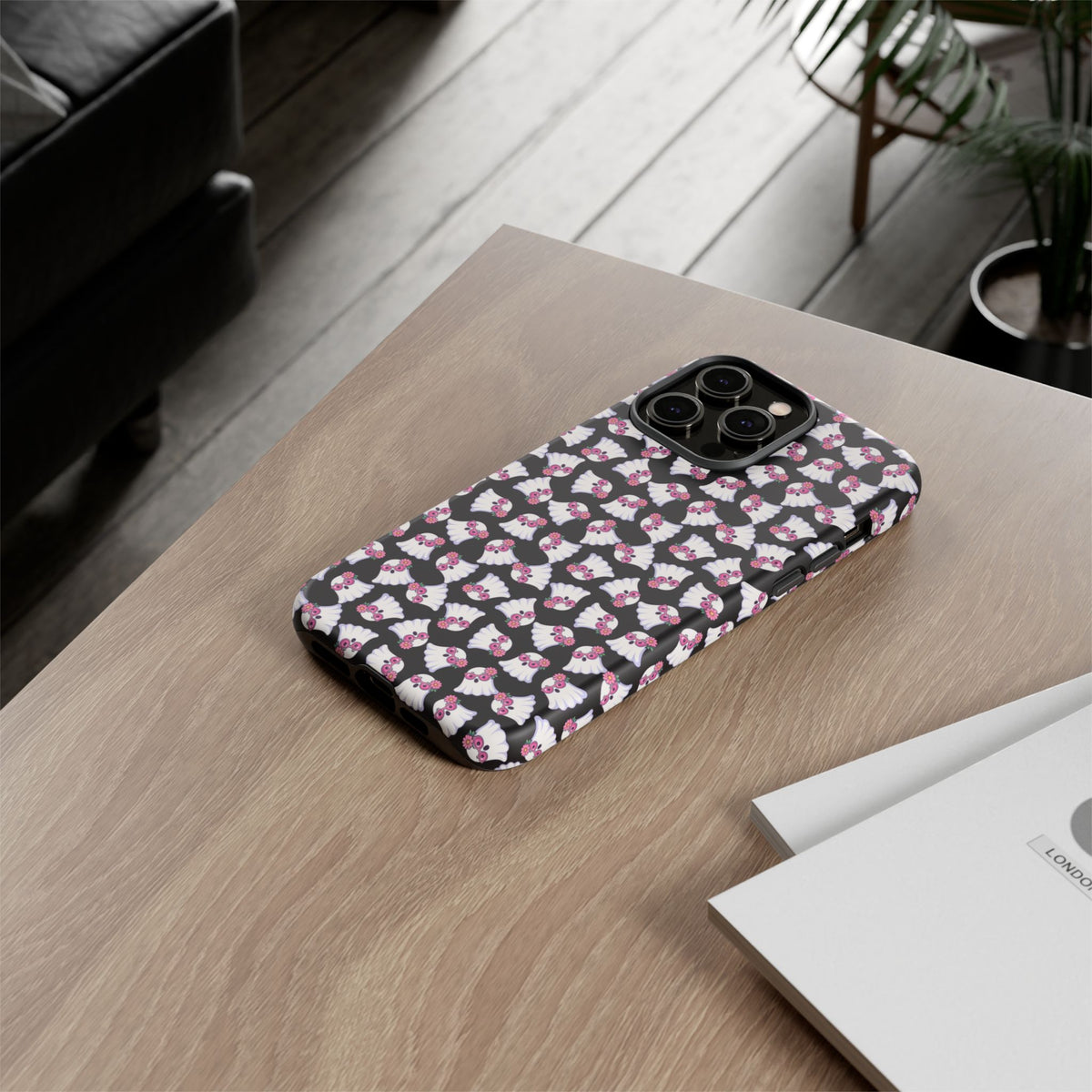 Tough Cases - Cute Pink Ghost Pattern Phone Case
