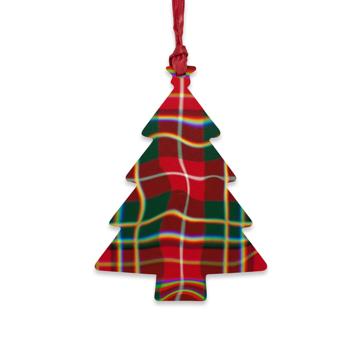 Plaid Bell Wooden Ornament — Classic Red & Green Christmas Decoration