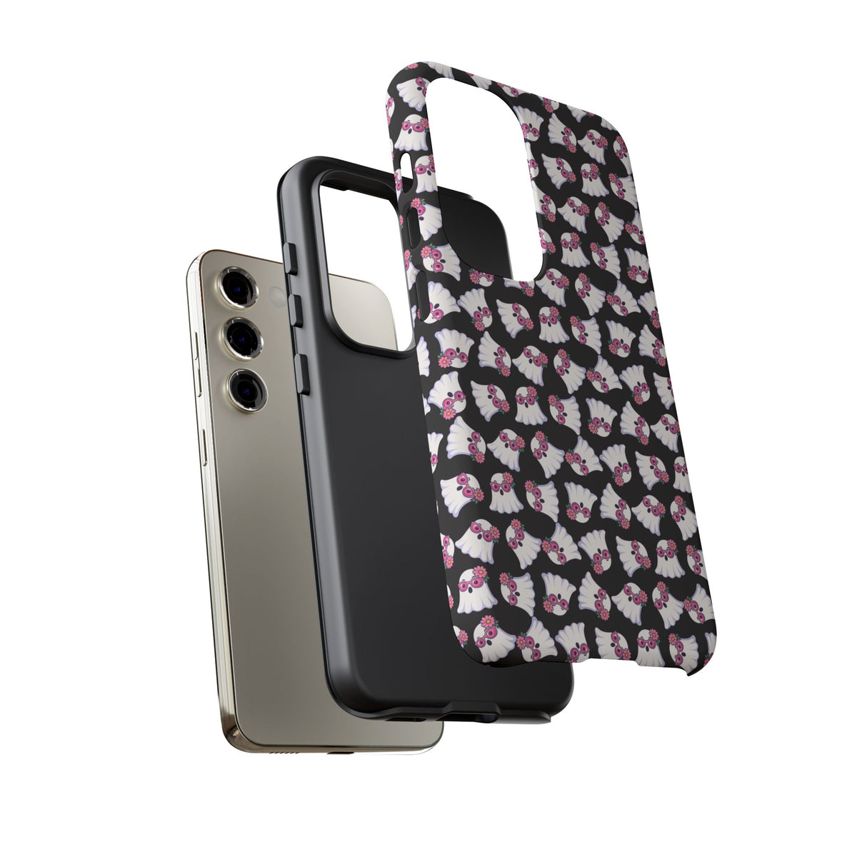 Tough Cases - Cute Pink Ghost Pattern Phone Case