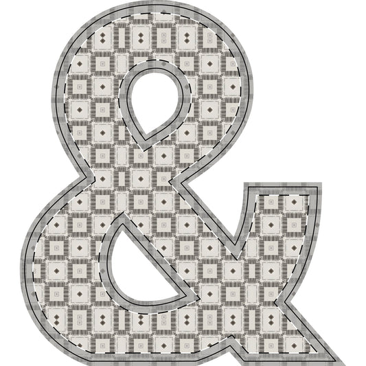 Wooden Ampersand & Star Set — Neutral Plaid Free-Standing Decor